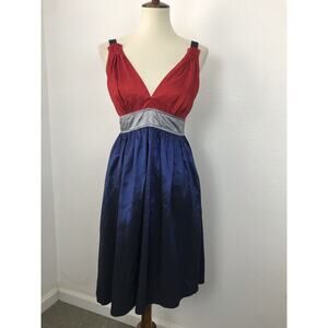 Fumblin Foe Pleated Multicolor Striped Fit Flare Tank Dress